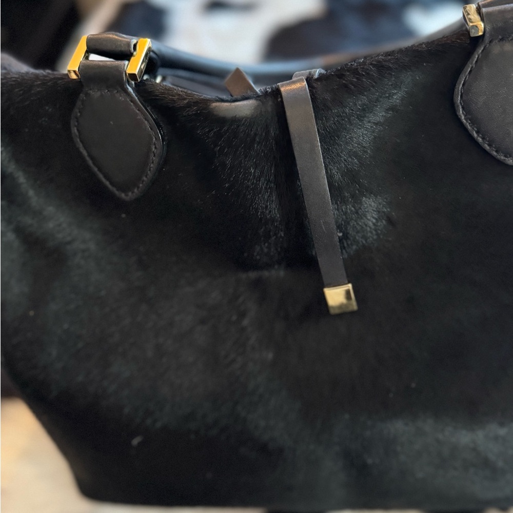 Michael Kors Black large Calf-hair Tote with Gold Accents - Picture 4 of 10